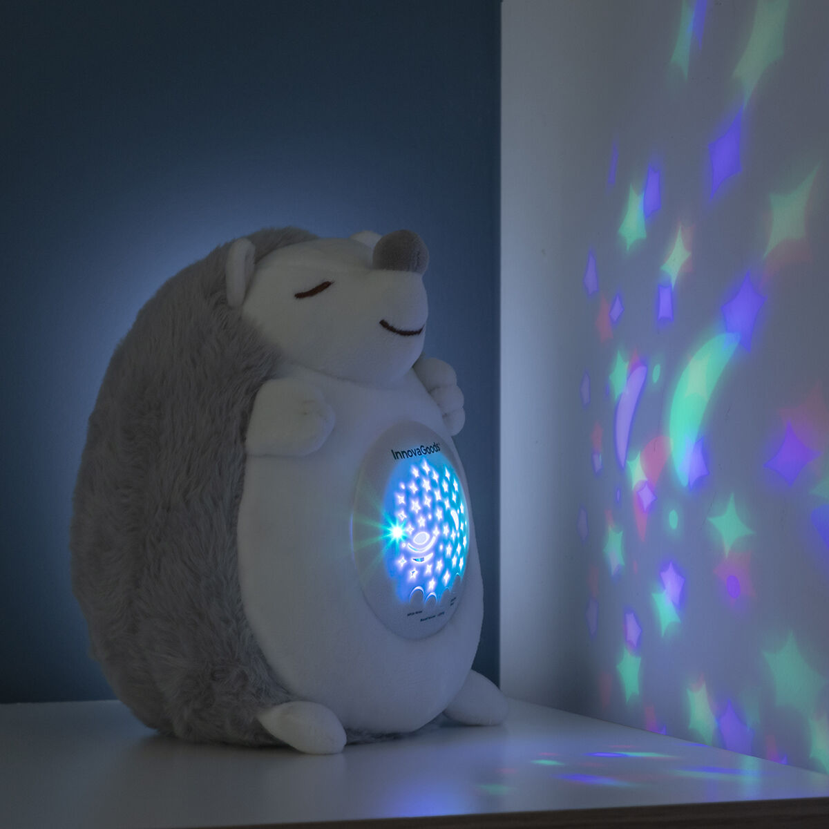 Hedgehog Soft Toy with White Noise and Nightlight Projector Spikey InnovaGoods - Image 3