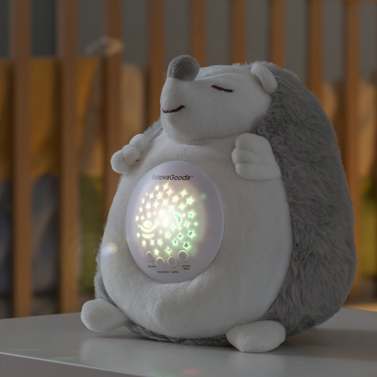 Hedgehog Soft Toy with White Noise and Nightlight Projector Spikey InnovaGoods - Image 4