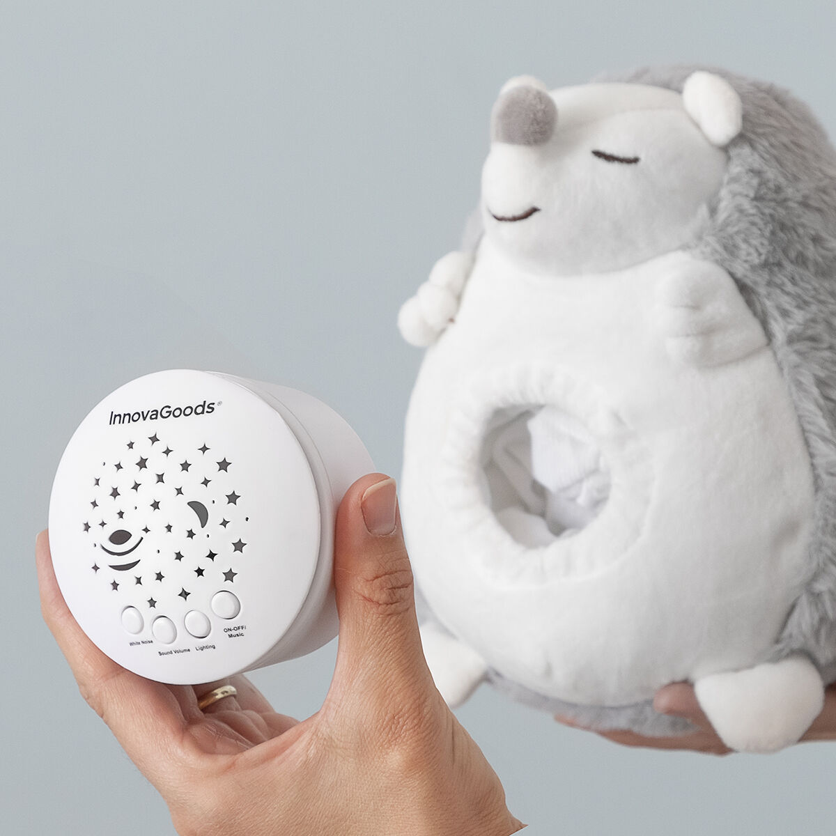 Hedgehog Soft Toy with White Noise and Nightlight Projector Spikey InnovaGoods - Image 6
